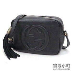Gucci Soho Leather Disco Bag Black Tassel Interlocking GG Crossbody Fringe